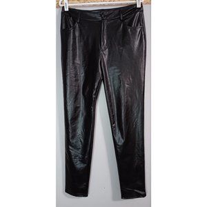 Faux Leather Large Black Stretch Going Out Rock Pump Slim Shiny Pants